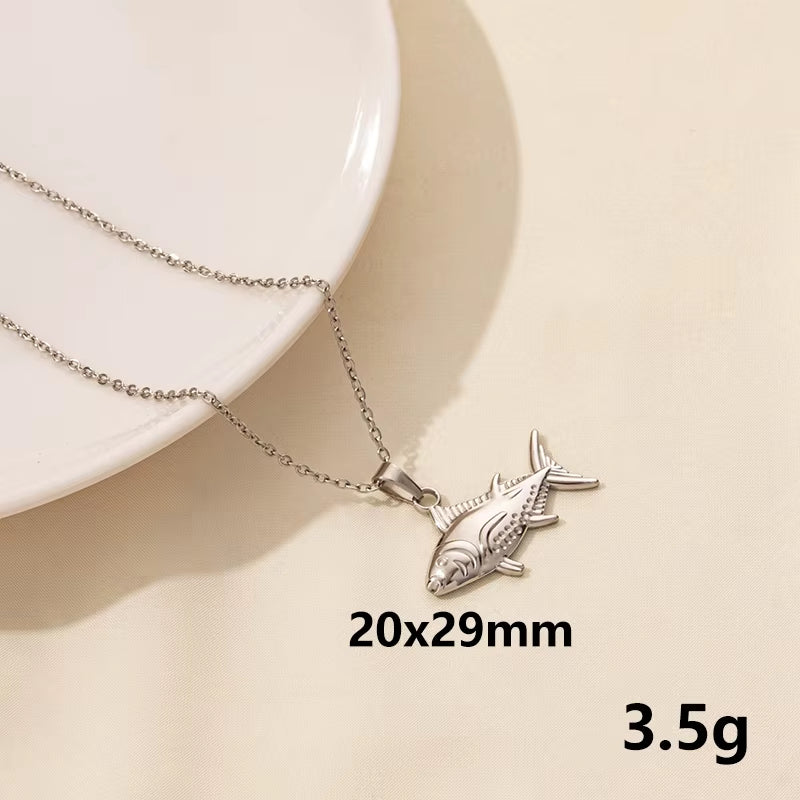 Punk Shark Charm Necklace Ocean Animal Pendants Necklaces for Women Men Best Gift Chain Neck Decotraion Choker Steampunk Jewelry