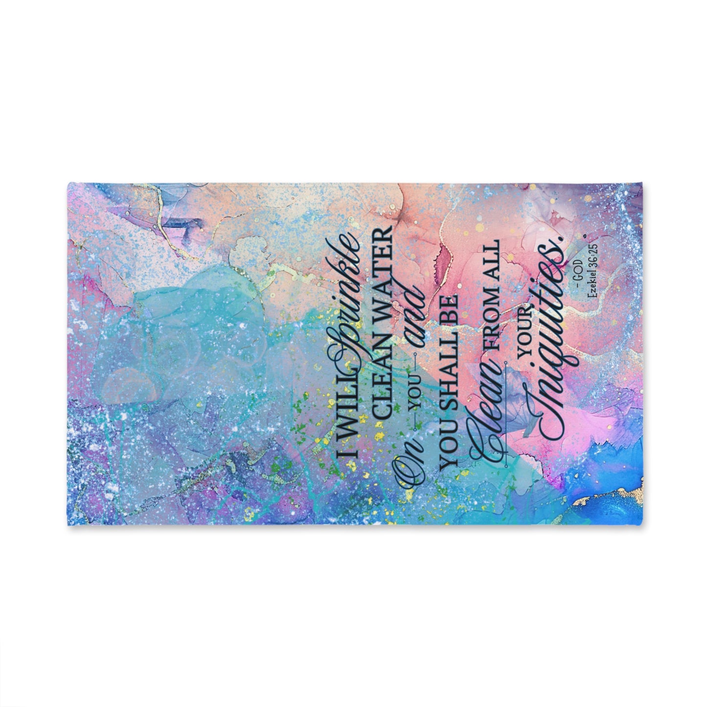 Cleansing Waters Hand Towel - Ezekiel 36:25 'I Will Sprinkle Clean Water' Faith Bathroom Decor