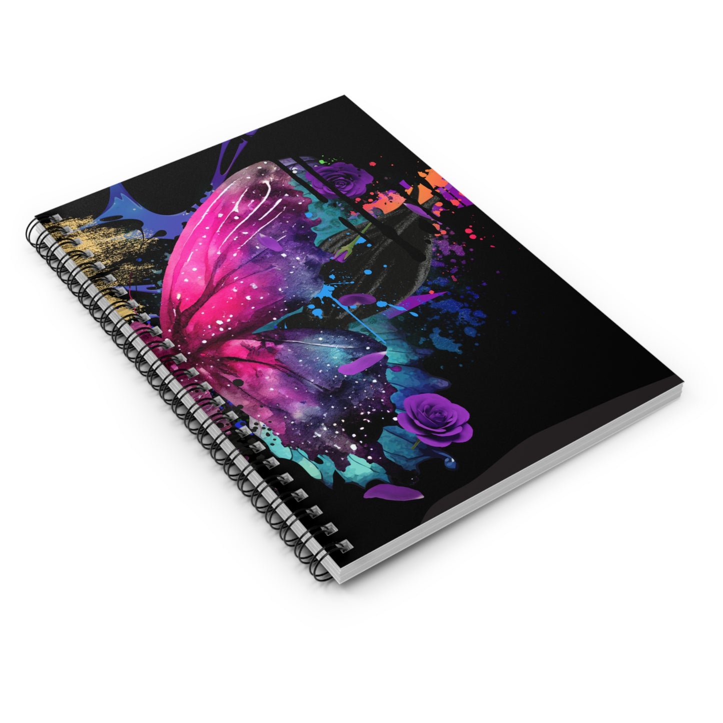 Cosmic Galaxy Butterfly Spiral Notebook - Vibrant Purple Pink Artistic Journal for Creative Souls