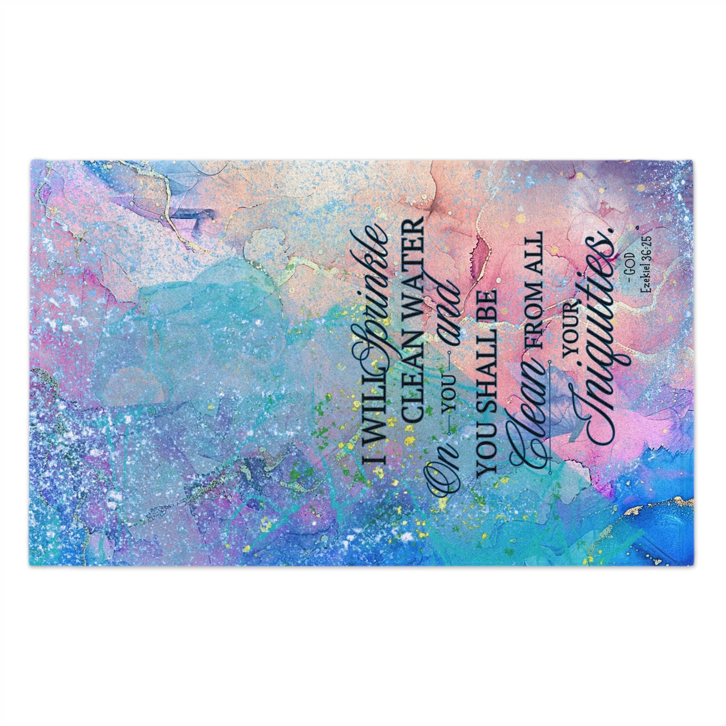 Vibrant Multi Watercolor Rally Towel - Ezekiel 36:25 'I Will Sprinkle Clean Water' Faith-Inspired Gym & Travel Towel