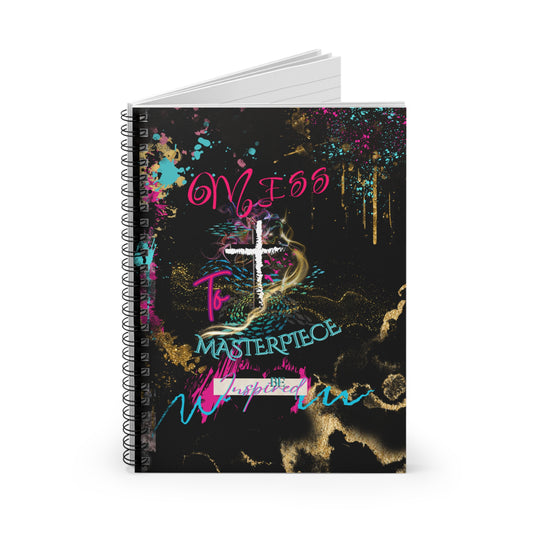 Mess to Masterpiece Faith Cross Spiral Notebook - Christian Transformation Journal for Spiritual Growth