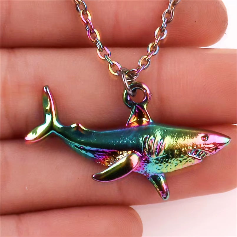 Punk Shark Charm Necklace Ocean Animal Pendants Necklaces for Women Men Best Gift Chain Neck Decotraion Choker Steampunk Jewelry
