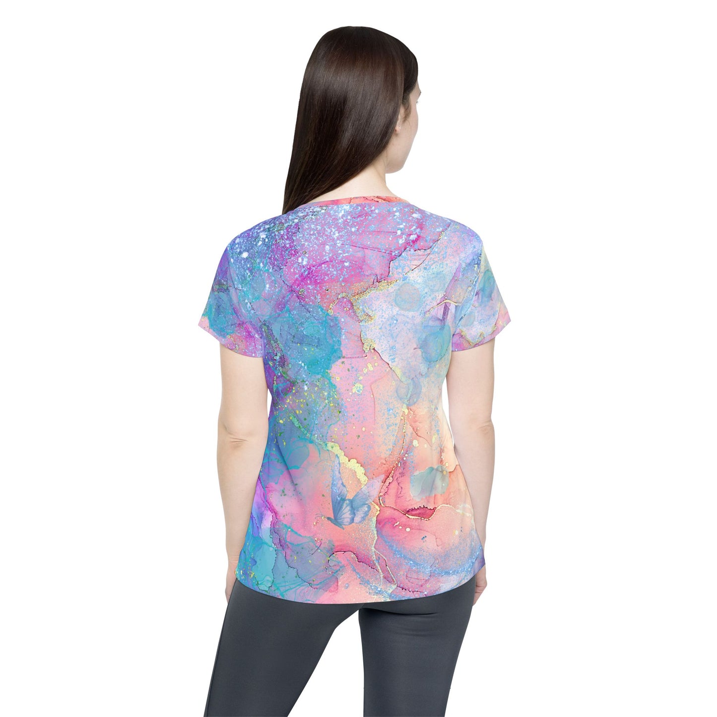 Vibrant Watercolor Women's Sports Jersey - Bold Abstract Art Athletic Wear, High-Energy Workout Top, Dynamic Fitness Apparel