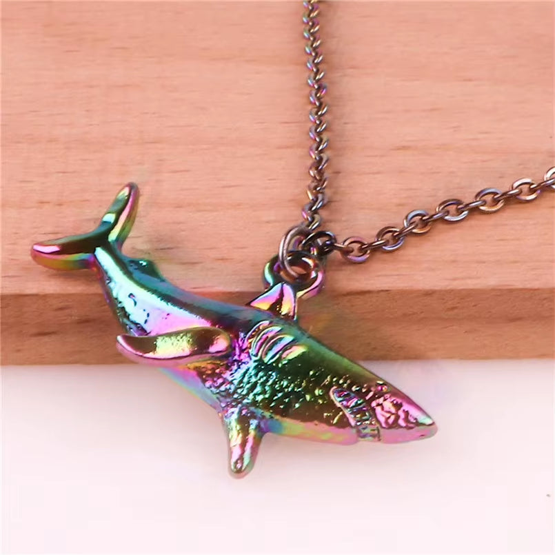 Punk Shark Charm Necklace Ocean Animal Pendants Necklaces for Women Men Best Gift Chain Neck Decotraion Choker Steampunk Jewelry