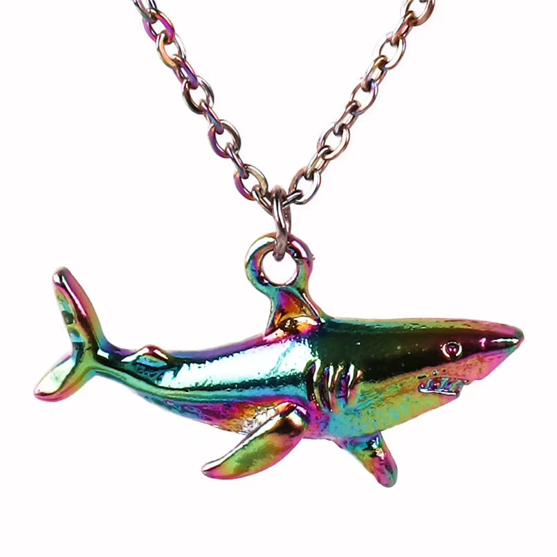 Punk Shark Charm Necklace Ocean Animal Pendants Necklaces for Women Men Best Gift Chain Neck Decotraion Choker Steampunk Jewelry