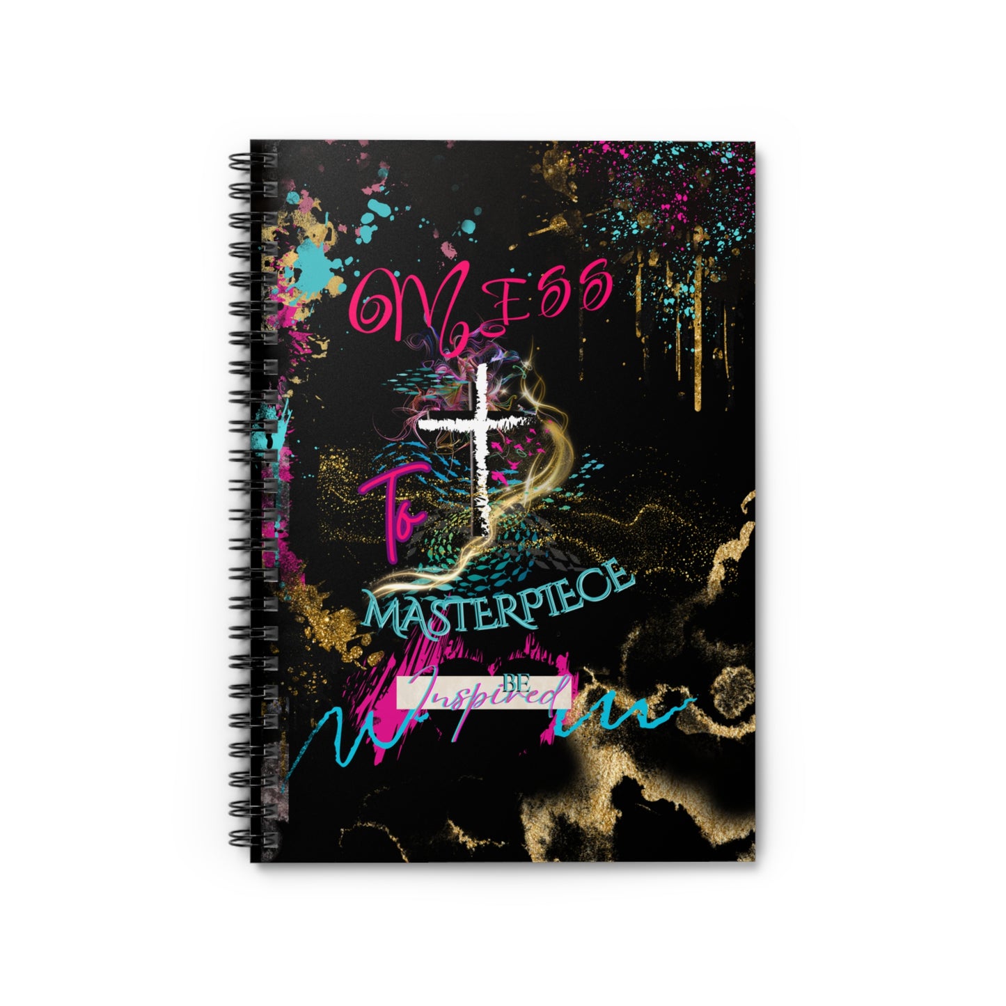 Mess to Masterpiece Faith Cross Spiral Notebook - Christian Transformation Journal for Spiritual Growth
