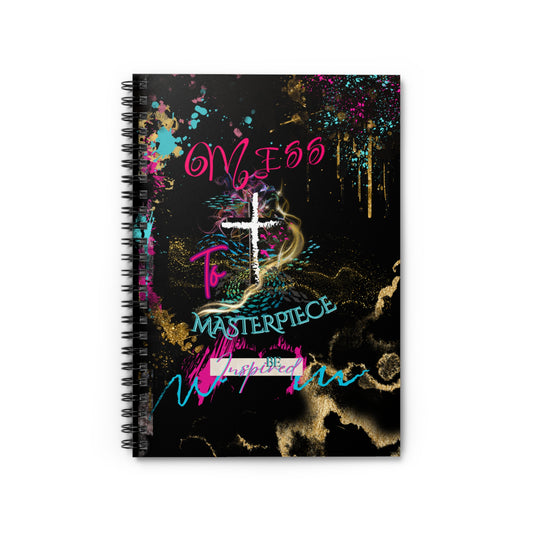 Mess to Masterpiece Faith Cross Spiral Notebook - Christian Transformation Journal for Spiritual Growth