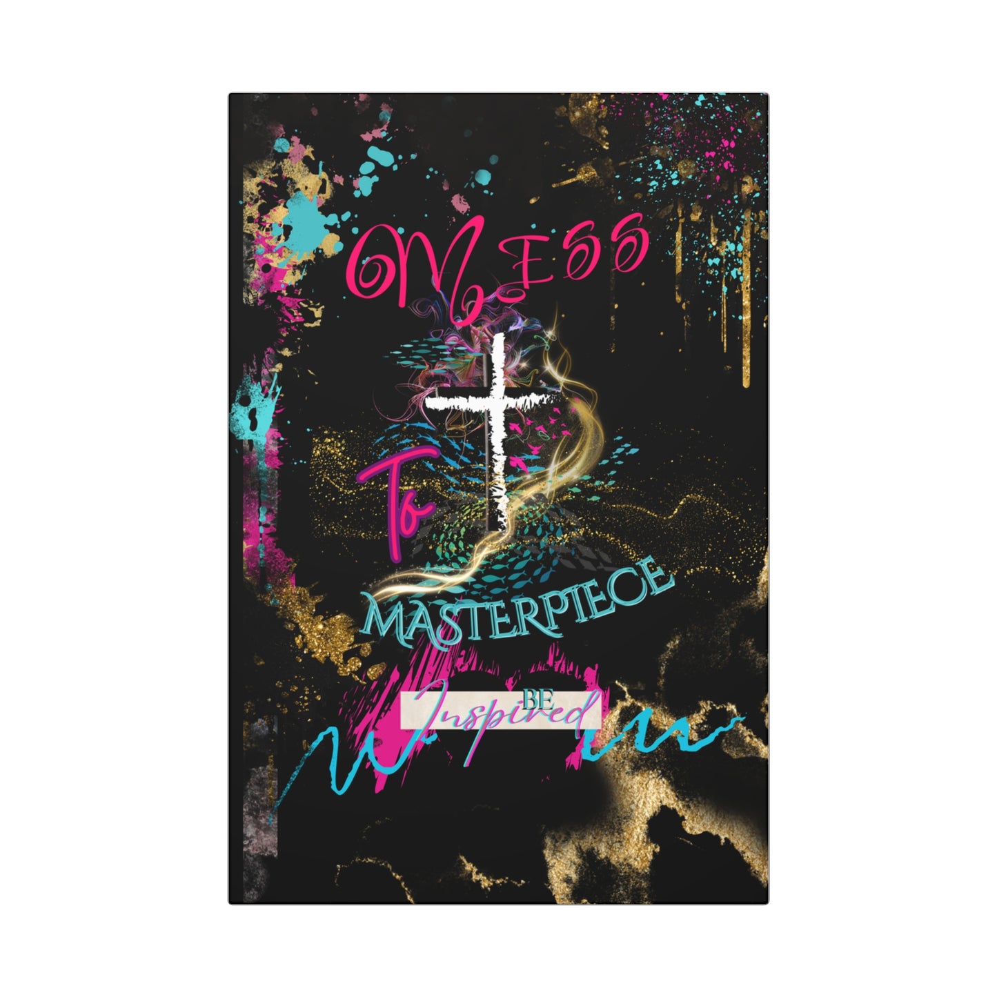 Mess to Masterpiece Faith Cross Canvas Art - Christian Wall Decor & Spiritual Transformation Print