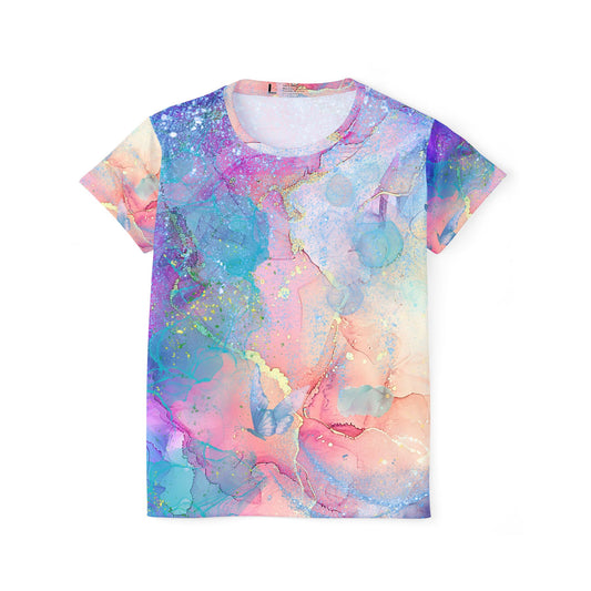 Vibrant Watercolor Women's Sports Jersey - Bold Abstract Art Athletic Wear, High-Energy Workout Top, Dynamic Fitness Apparel