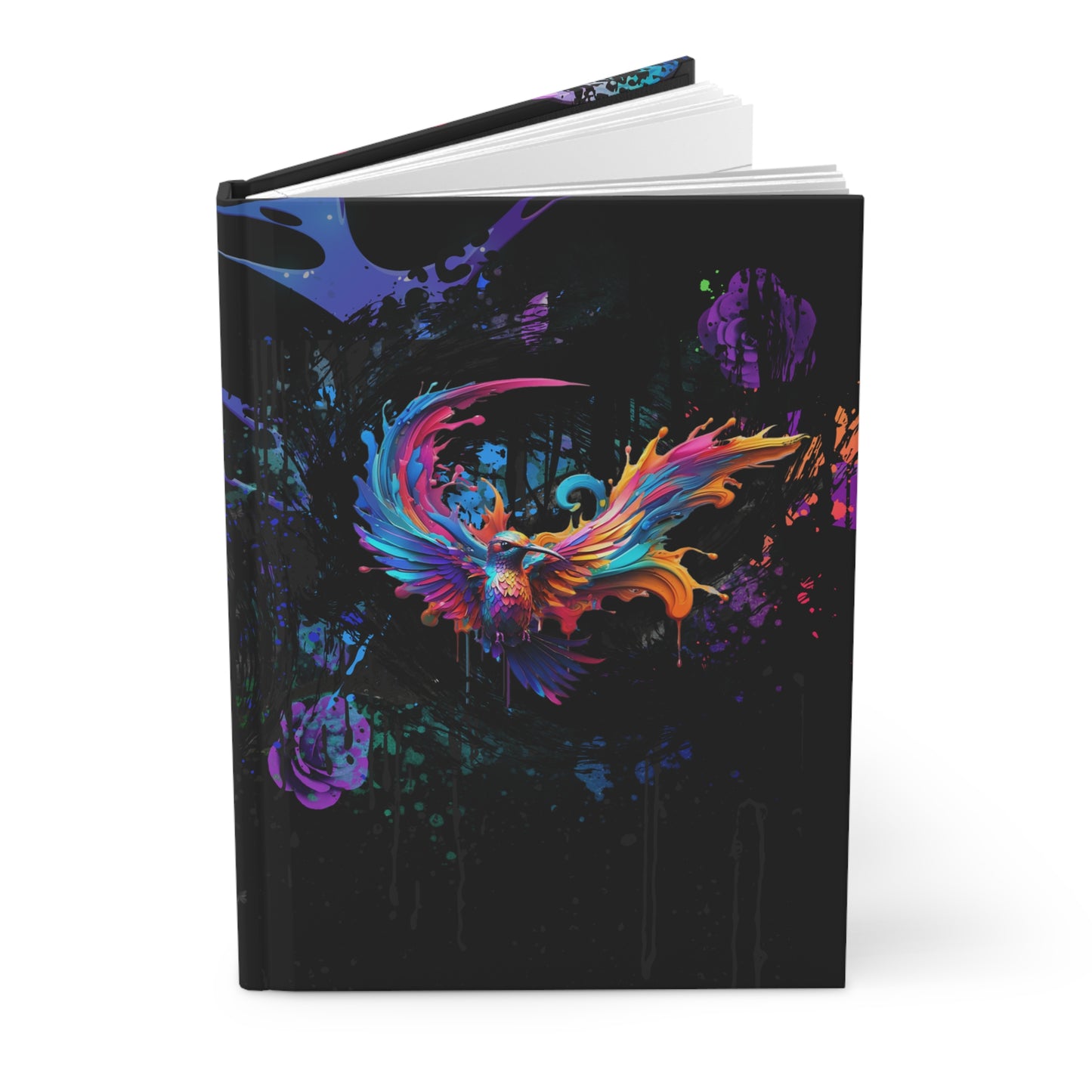 Cosmic Phoenix Hummingbird Hardcover Journal - Vibrant Rainbow Wings Art Journal for Creative Souls