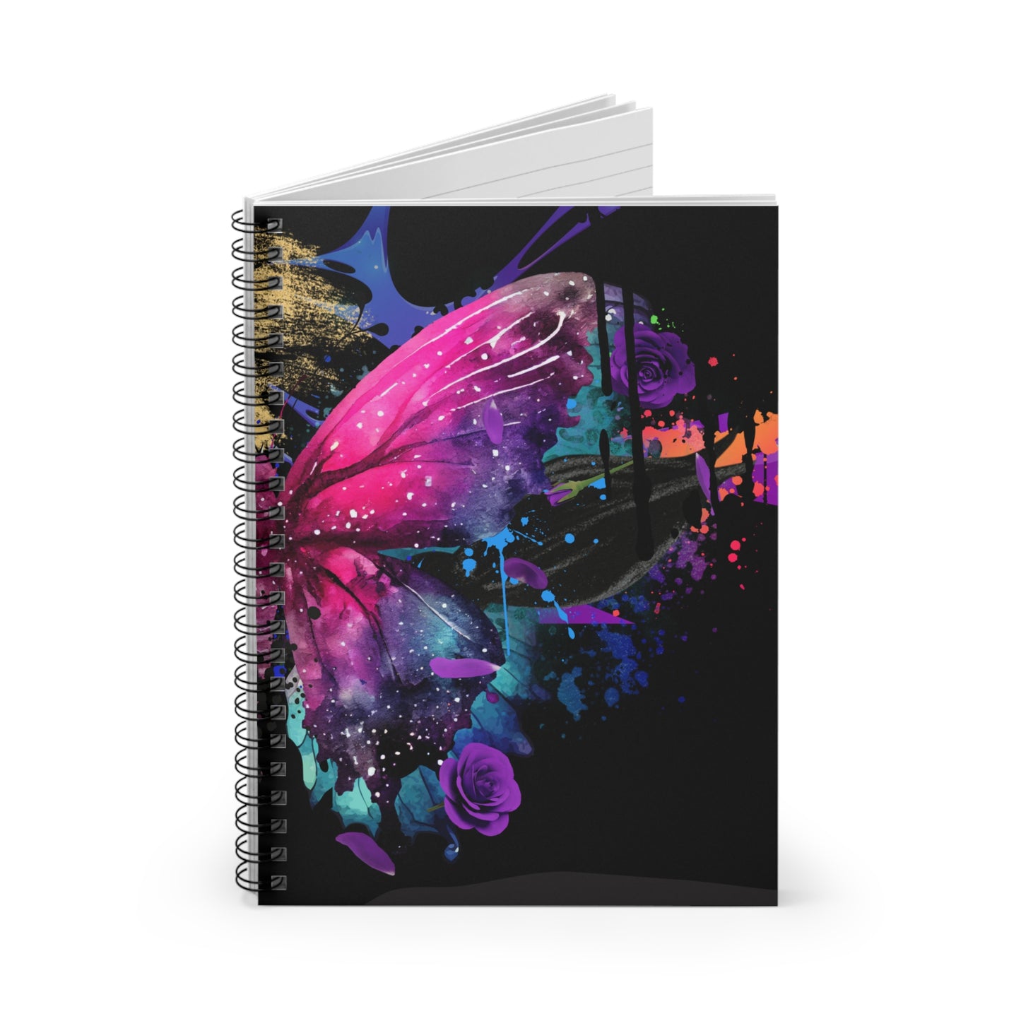 Cosmic Galaxy Butterfly Spiral Notebook - Vibrant Purple Pink Artistic Journal for Creative Souls