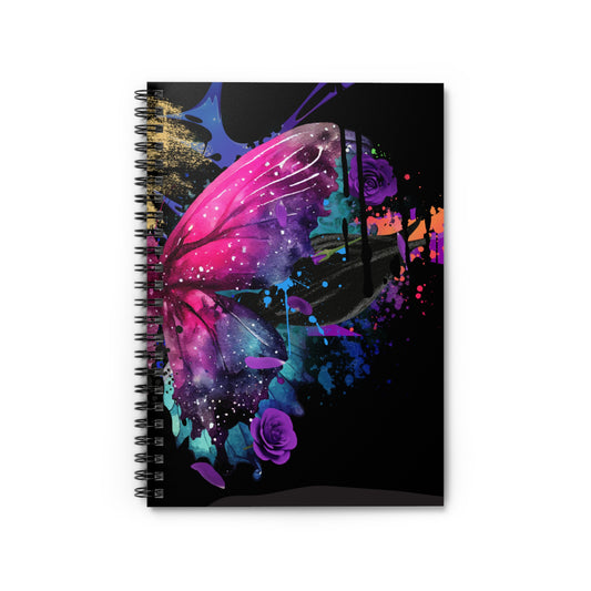 Cosmic Galaxy Butterfly Spiral Notebook - Vibrant Purple Pink Artistic Journal for Creative Souls