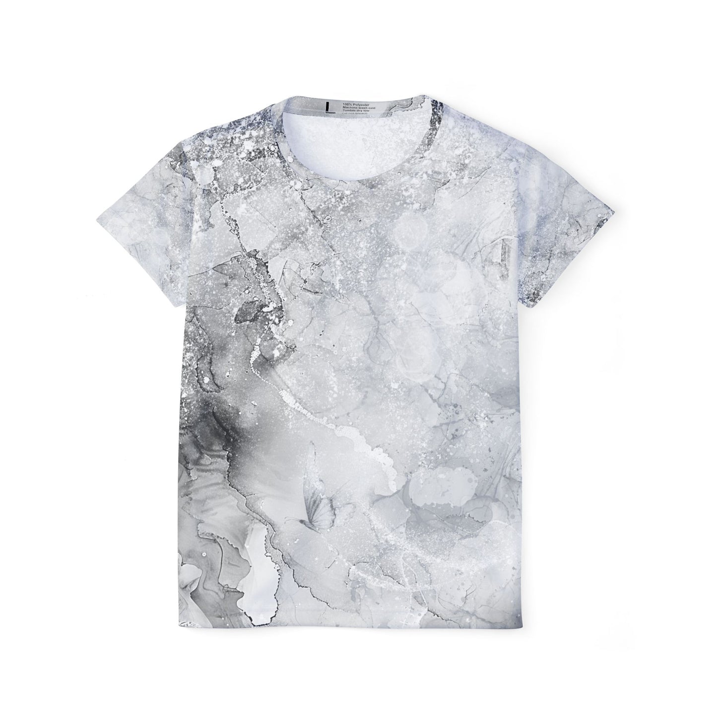 Monochrome Watercolor Women's Sports Jersey - Abstract Art Athletic Wear & Classic Grayscale Workout Top