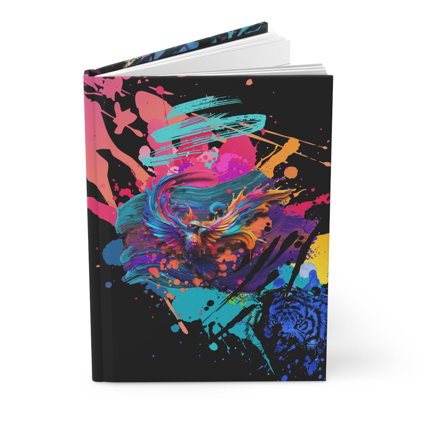 Abstract Butterfly Dreams Hardcover Journal - Vibrant Paint Splash Art Journal for Creative Expression