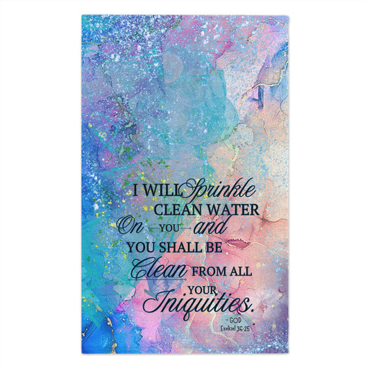 Vibrant Multi Watercolor Rally Towel - Ezekiel 36:25 'I Will Sprinkle Clean Water' Faith-Inspired Gym & Travel Towel