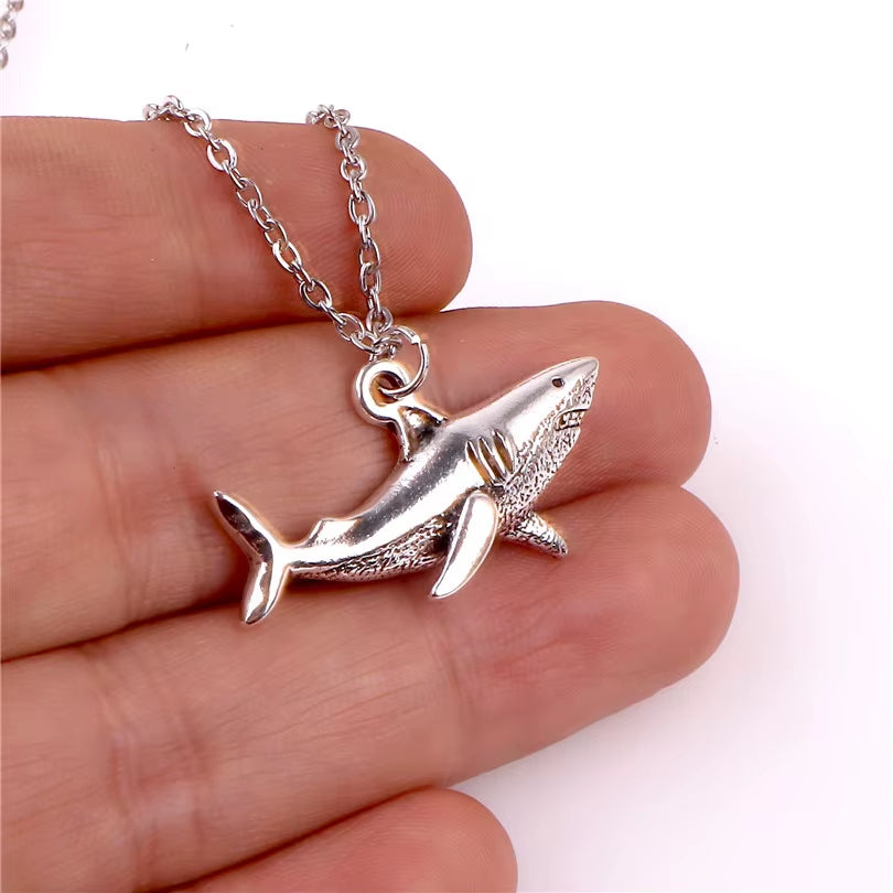 Punk Shark Charm Necklace Ocean Animal Pendants Necklaces for Women Men Best Gift Chain Neck Decotraion Choker Steampunk Jewelry